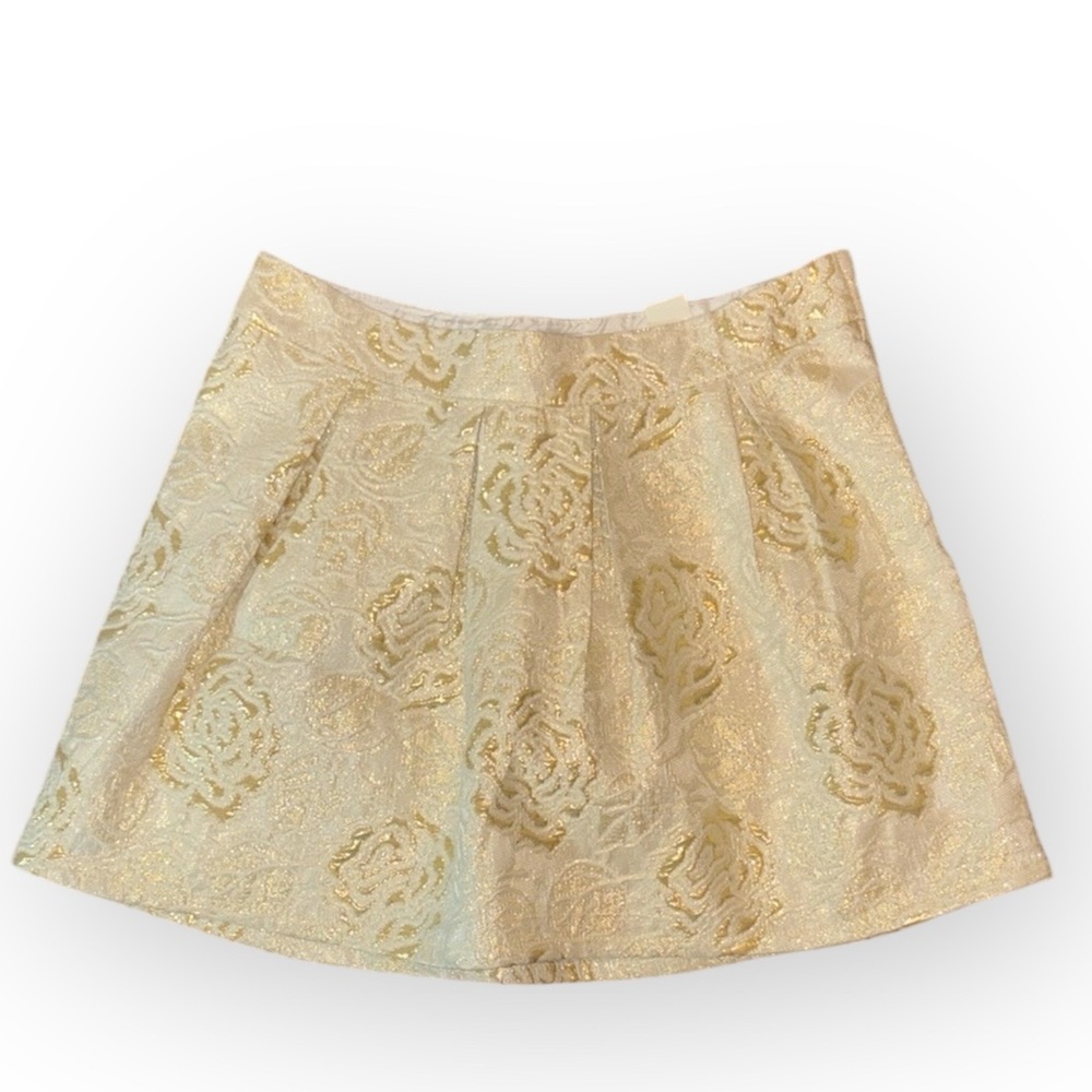 The Children’s Place cream gold metallic pleated girls skirt